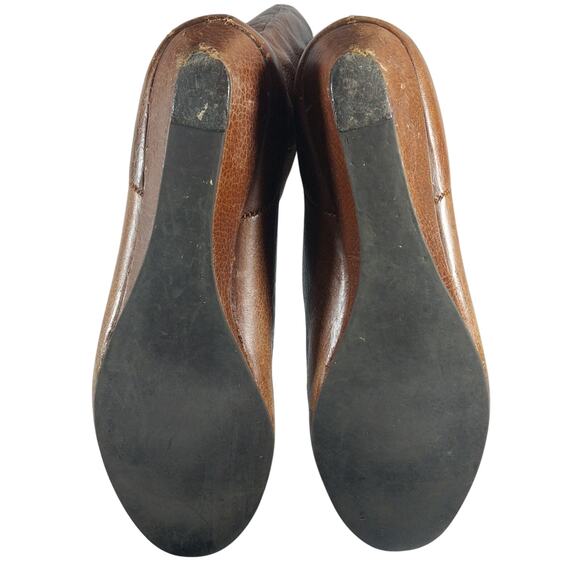 STEVE MADDEN! PECAN BROWN WEATHERED LOOK GENUINE LEATHER WEDGE HEELS BOOTS!SZ 8M - Picture 10 of 12